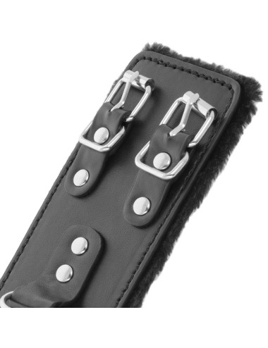 DARKNESS - MANETTE NERE REGOLABILI IN PELLE CON FODERA