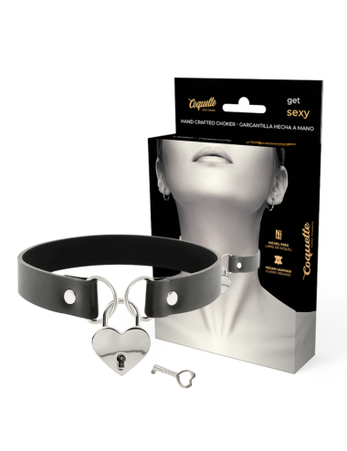 COQUETTE CHIC DESIRE - COLLANA IN PELLE VEGANA CON ACCESSORIO CUORE CON CHIAVE