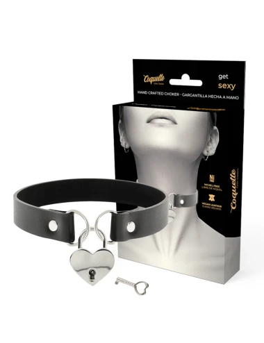 COQUETTE CHIC DESIRE - COLLANA IN PELLE VEGANA CON ACCESSORIO CUORE CON CHIAVE
