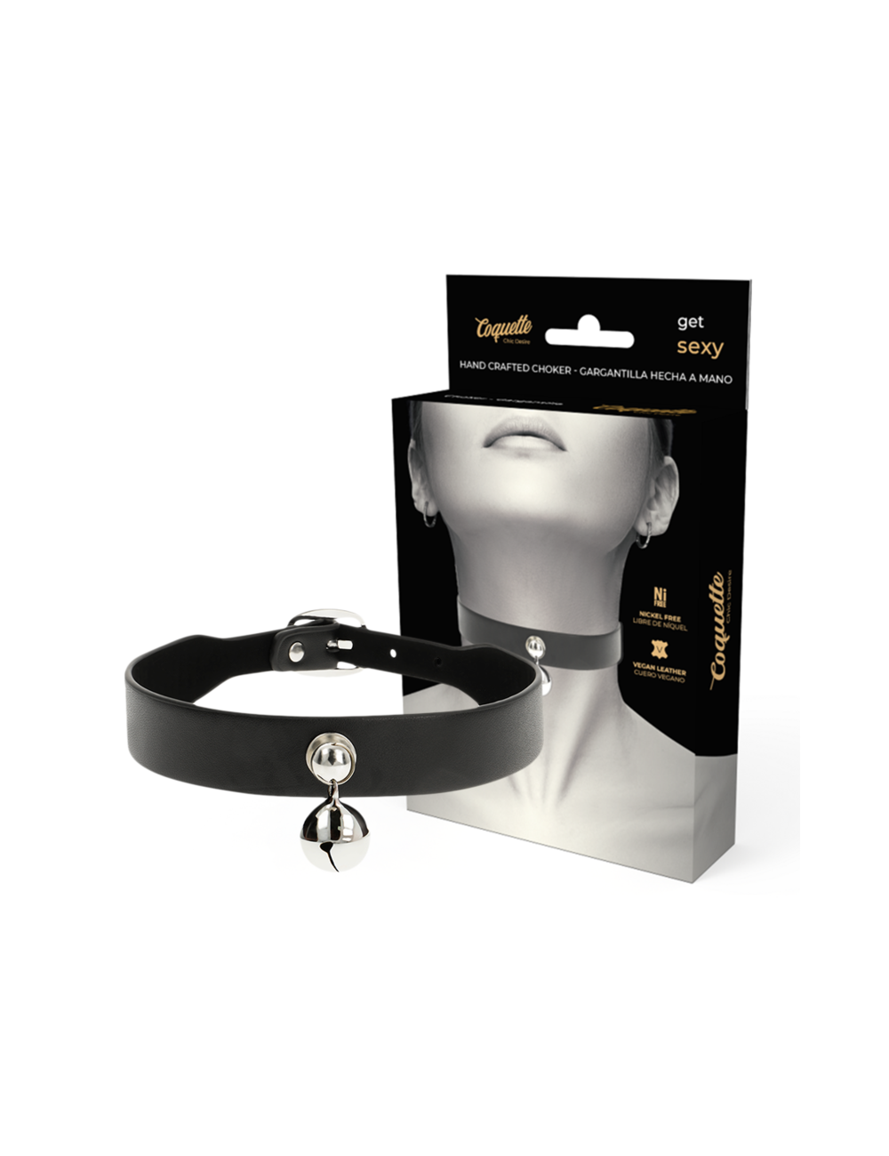 COQUETTE CHIC DESIRE - COLLANA IN PELLE VEGANA ACCESSORIO DONNA CON SONAGLIO