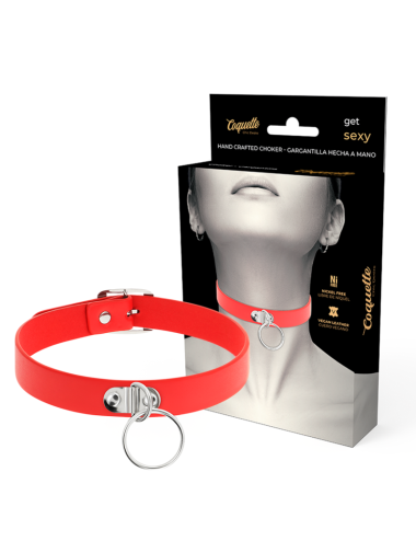 COQUETTE CHIC DESIRE - COLLANA IN PELLE VEGANA ROSSA ACCESSORIO FETISH DONNA