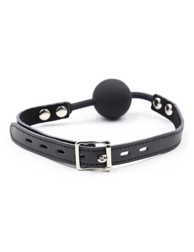 OHMAMA FETISH - BALL GAG IN SILICONE CON CINTURA IN PELLE (LUCCHETTO INCLUSO)