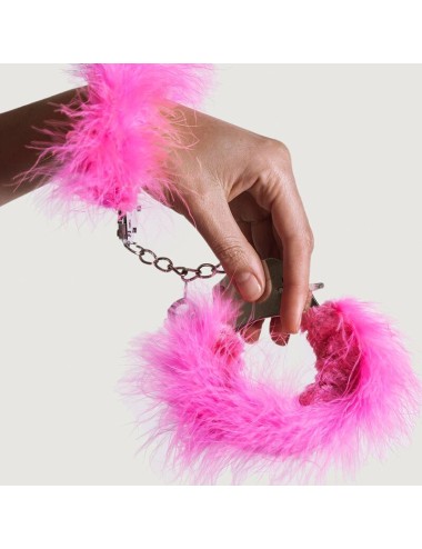 ADRIEN LASTIC - MANETTE IN METALLO CON PIUME ROSA