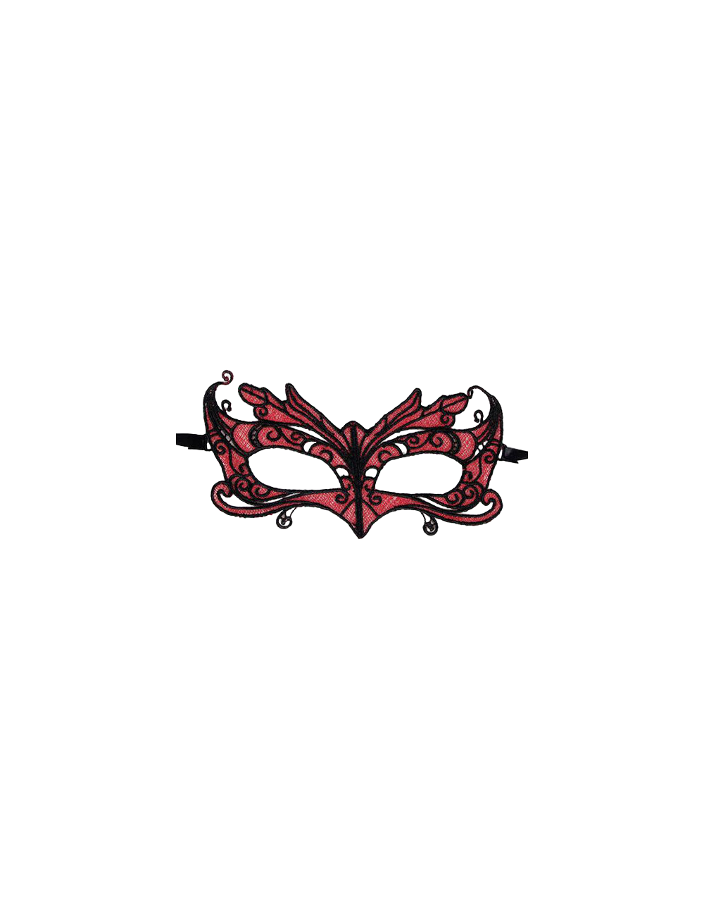 QUEEN LINGERIE - MASCHERA IN PIZZO CON DETTAGLI ROSSI QUEEN LINGERIE - MASCHERA IN PIZZO CON DETTAGLI ROSSI