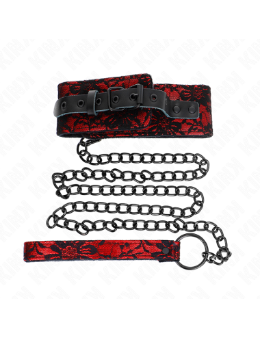 KINK - COLLANA IN PIZZO CON CINTURA CON CINTURA IN VERA PELLE 105 CM / 44 X 5
