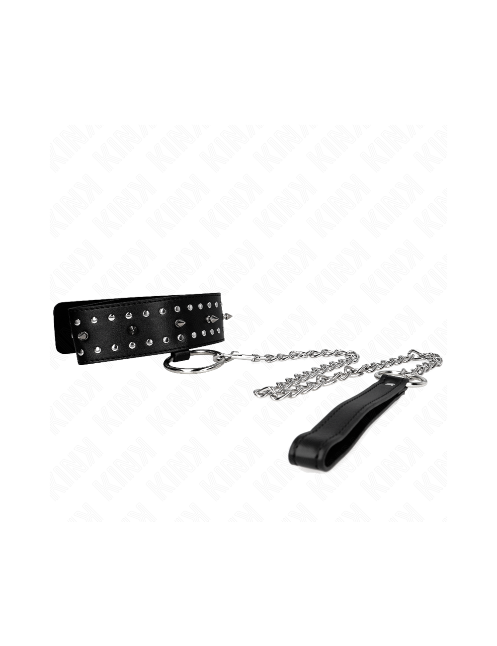 KINK - COLLANA CON GUINZAGLIO 65 CM CON BORCHIE IN ARGENTO MODELLO 1 REGOLABILE 36-43 CM X 5 CM