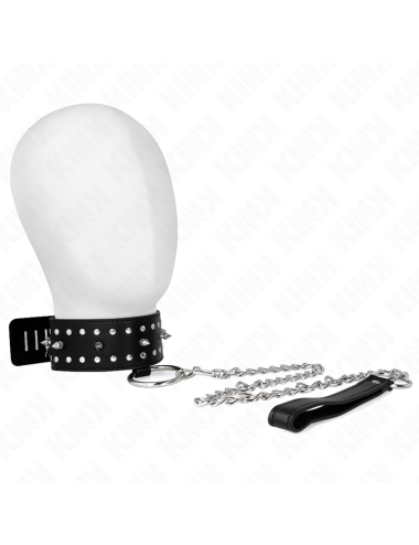 KINK - COLLANA CON GUINZAGLIO 65 CM CON BORCHIE IN ARGENTO MODELLO 1 REGOLABILE 36-43 CM X 5 CM
