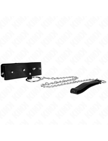 KINK - COLLANA 65 CM CON GUINZAGLIO CON BORCHIE ARGENTO MODELLO 2 REGOLABILE 36-43 CM X 5 CM