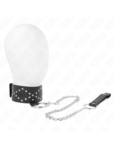 KINK - COLLANA 65 CM CON GUINZAGLIO CON BORCHIE ARGENTO MODELLO 3 REGOLABILE 36-43 CM X 5 CM