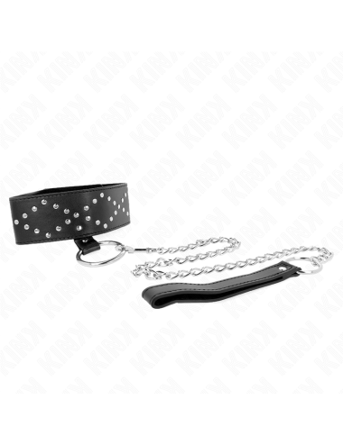 KINK - COLLANA 65 CM CON GUINZAGLIO CON BORCHIE ARGENTO MODELLO 3 REGOLABILE 36-43 CM X 5 CM