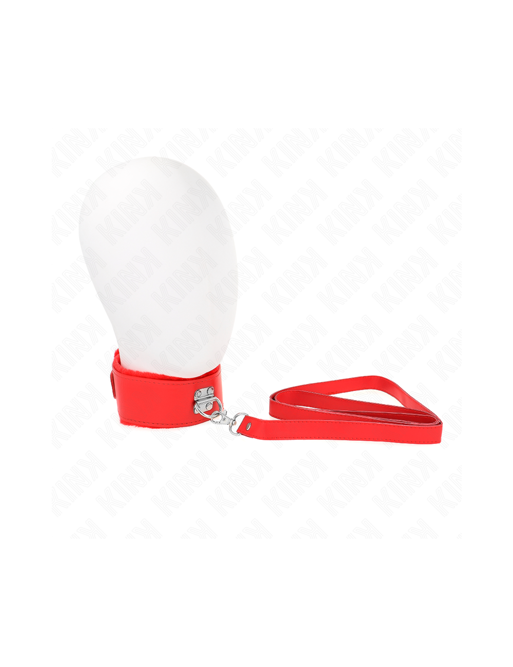 KINK - COLLANA CON GUINZAGLIO 116 CM CON BORCHIE IN ARGENTO MODELLO 4 ROSSO REGOLABILE 40-48 CM X 6 CM