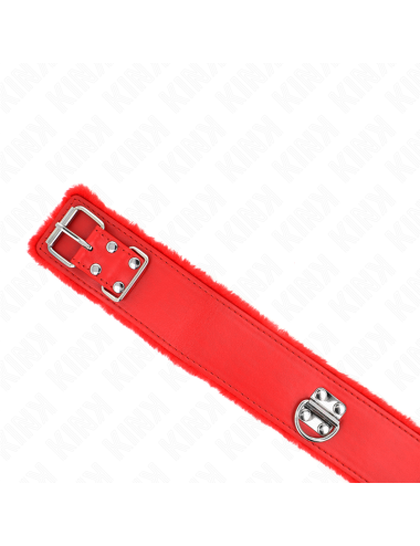 KINK - COLLANA CON GUINZAGLIO 116 CM CON BORCHIE IN ARGENTO MODELLO 4 ROSSO REGOLABILE 40-48 CM X 6 CM