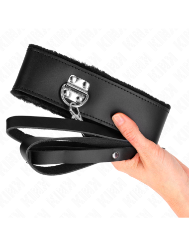 KINK - COLLANA CON CINTURA 116 CM CON CINTURINO IN PELLE NERA REGOLABILE 40-48 CM X 6 CM
