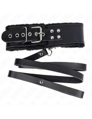 KINK - COLLANA CON CINTURA 116 CM CON CINTURINO IN PELLE NERA REGOLABILE 40-48 CM X 6 CM