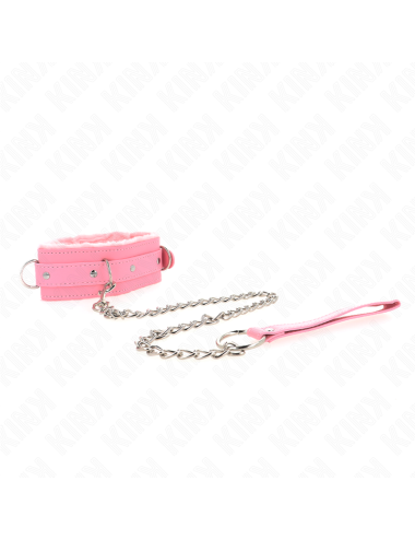 KINK - COLLARE CON GUINZAGLIO 65 CM CON RESTRIZIONI ROSA 36-42 CM X 5