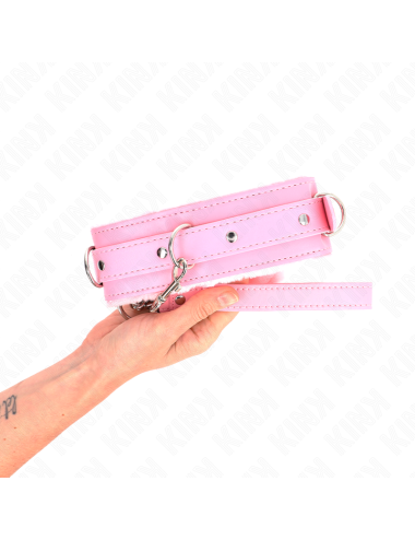 KINK - COLLARE CON GUINZAGLIO 65 CM CON RESTRIZIONI ROSA 36-42 CM X 5