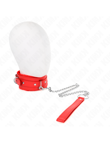 KINK - COLLARE CON GUINZAGLIO 65 CM CON RESTRIZIONI ROSSO 36-42 CM X 5