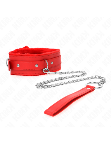 KINK - COLLARE CON GUINZAGLIO 65 CM CON RESTRIZIONI ROSSO 36-42 CM X 5