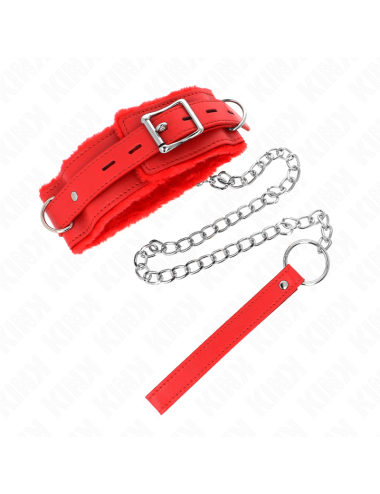 KINK - COLLARE CON GUINZAGLIO 65 CM CON RESTRIZIONI ROSSO 36-42 CM X 5