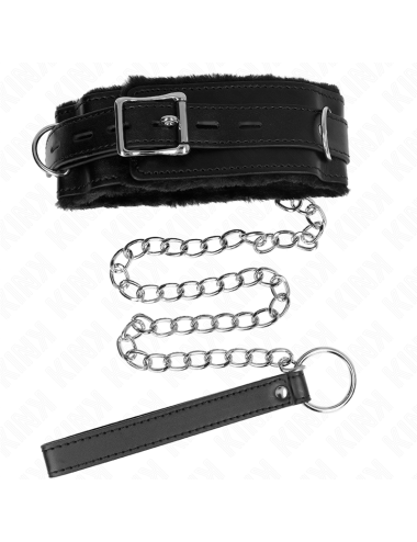 KINK - COLLARE CON GUINZAGLIO 65 CM CON RESTRIZIONI NERO 36-42 CM X 5,5 CM