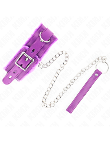 KINK - COLLARE CON GUINZAGLIO 65 CM CON RESTRIZIONI VIOLA 36-42 CM X 5,5 CM