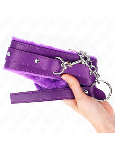 KINK - COLLARE CON GUINZAGLIO 65 CM CON RESTRIZIONI VIOLA 36-42 CM X 5,5 CM