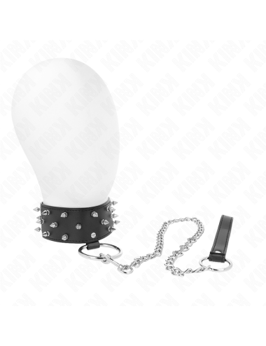 KINK - COLLANA CON GUINZAGLIO 65 CM CON BORCHIE IN ARGENTO MODELLO 5 REGOLABILE 36-43 CM X 5 CM