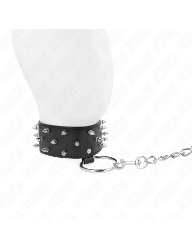 KINK - COLLANA CON GUINZAGLIO 65 CM CON BORCHIE IN ARGENTO MODELLO 5 REGOLABILE 36-43 CM X 5 CM