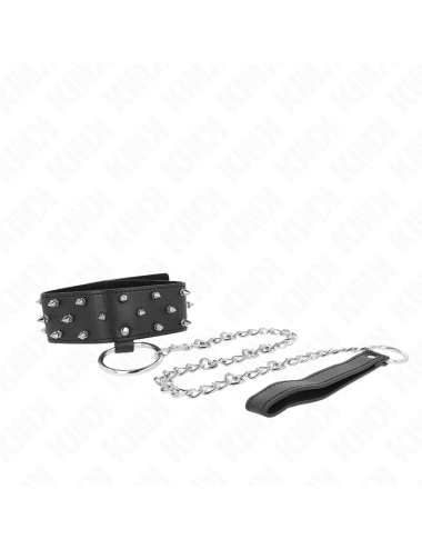 KINK - COLLANA CON GUINZAGLIO 65 CM CON BORCHIE IN ARGENTO MODELLO 5 REGOLABILE 36-43 CM X 5 CM