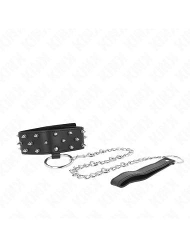 KINK - COLLANA CON GUINZAGLIO 65 CM CON BORCHIE IN ARGENTO MODELLO 5 REGOLABILE 36-43 CM X 5 CM