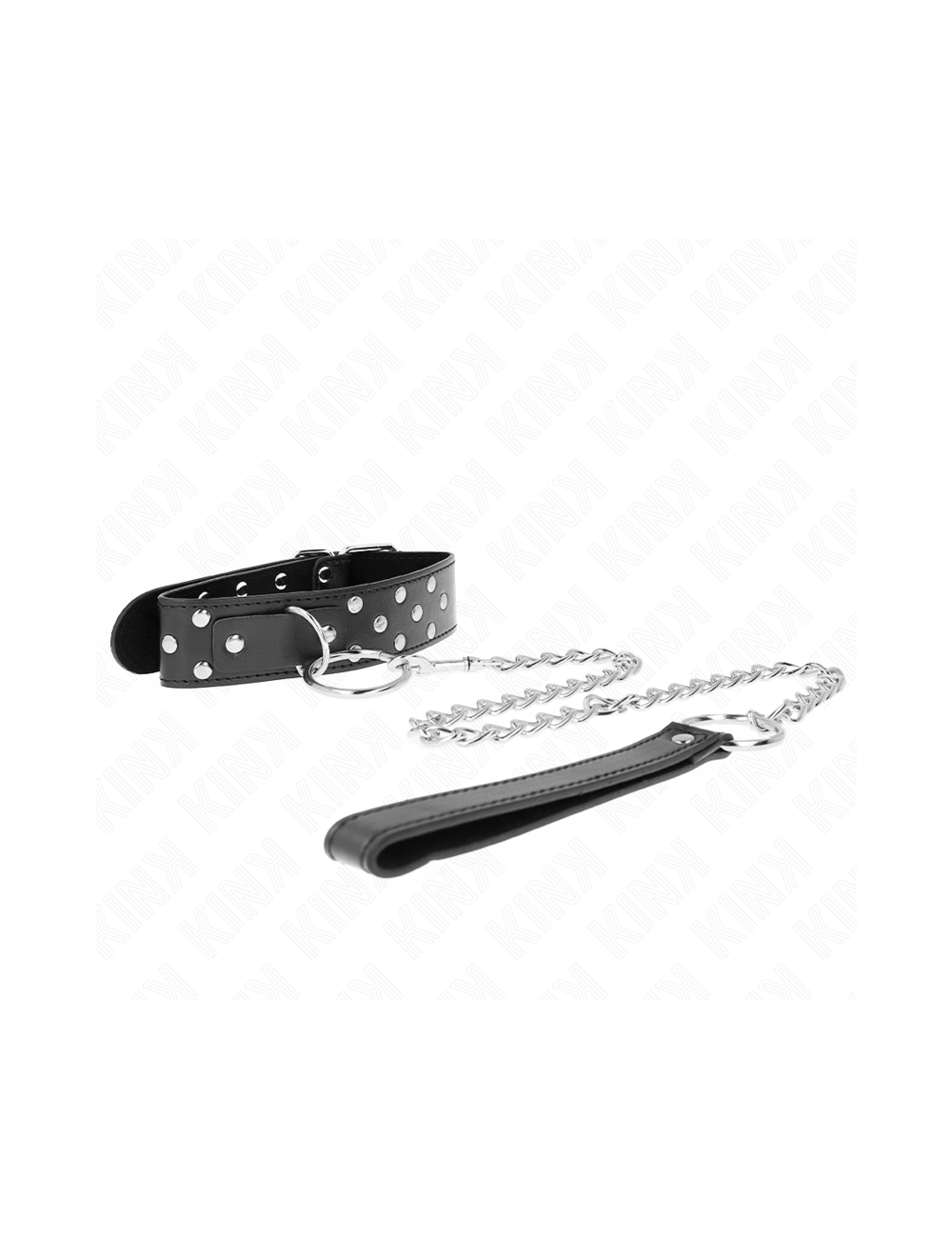 KINK - COLLANA CON CINTURINO AD ANELLO RIVETTO CON CINTURA 65 CM NERO REGOLABILE 36-50 CM X 3