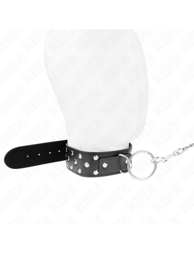 KINK - COLLANA CON CINTURINO AD ANELLO RIVETTO CON CINTURA 65 CM NERO REGOLABILE 36-50 CM X 3