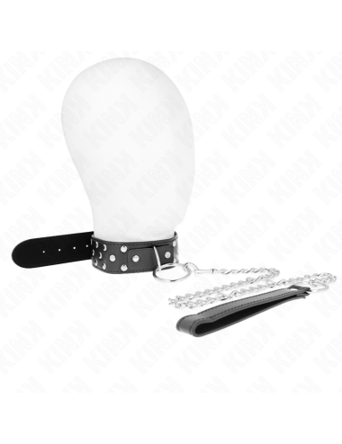 KINK - COLLANA CON CINTURINO AD ANELLO RIVETTO CON CINTURA 65 CM NERO REGOLABILE 36-50 CM X 3