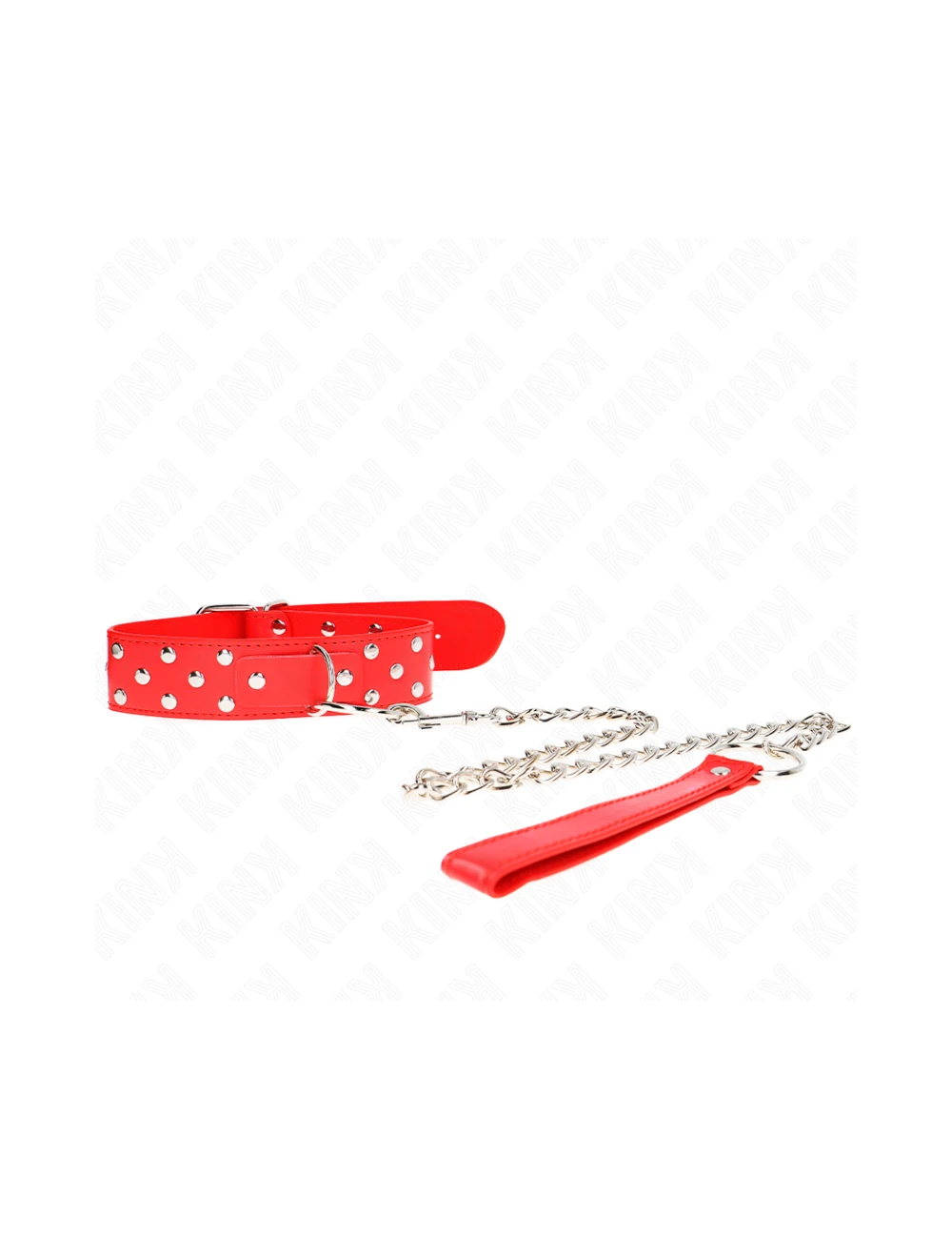 KINK - COLLANA CON CINTURINO AD ANELLO RIVETTO CON CINTURA 65 CM ROSSO REGOLABILE 36-50 CM X 3