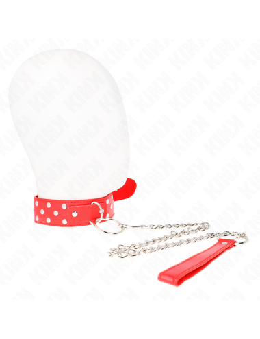 KINK - COLLANA CON CINTURINO AD ANELLO RIVETTO CON CINTURA 65 CM ROSSO REGOLABILE 36-50 CM X 3
