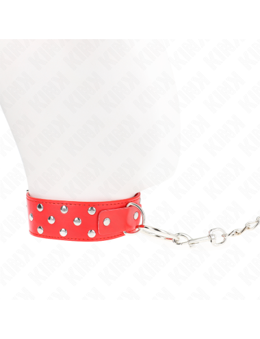 KINK - COLLANA CON CINTURINO AD ANELLO RIVETTO CON CINTURA 65 CM ROSSO REGOLABILE 36-50 CM X 3