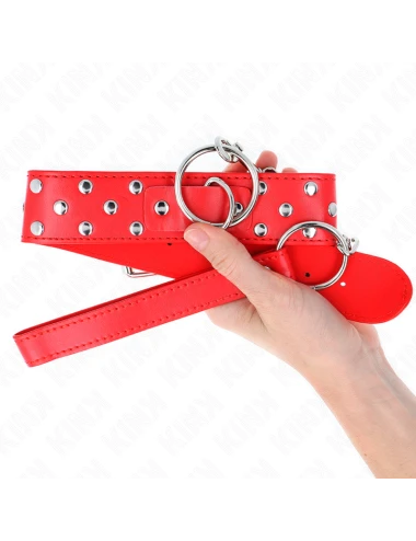KINK - COLLANA CON CINTURINO AD ANELLO RIVETTO CON CINTURA 65 CM ROSSO REGOLABILE 36-50 CM X 3,8 CM