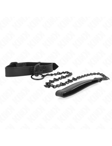KINK - COLLARE CON GUINZAGLIO SCURO 65 CM REGOLABILE 37-54 CM X 3 CM