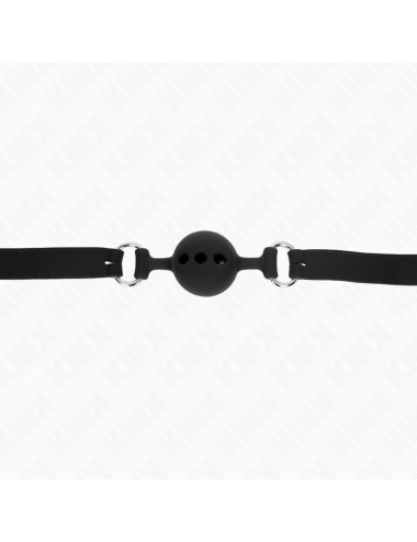 KINK - BAVAGLIO IN SILICONE INTERO 55 x 2 CM CON SFERA DA 4 CM MISURA S NERO REGOLABILE 35-51 CM