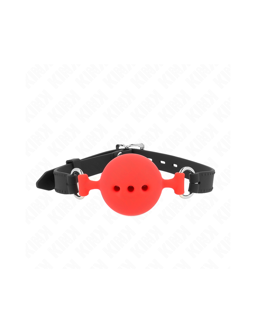 KINK - BAVAGLIO IN SILICONE INTERO 55 x 2 CM CON SFERA DA 5 CM MISURA L ROSSO REGOLABILE 35-51 CM