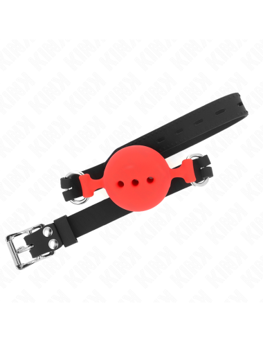 KINK - BAVAGLIO IN SILICONE INTERO 55 x 2 CM CON SFERA DA 5 CM MISURA L ROSSO REGOLABILE 35-51 CM