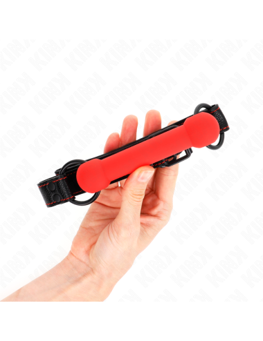 KINK - BONE GAG CON CINTURINO IN SIMILPELLE ROSSO REGOLABILE 41-57 CM
