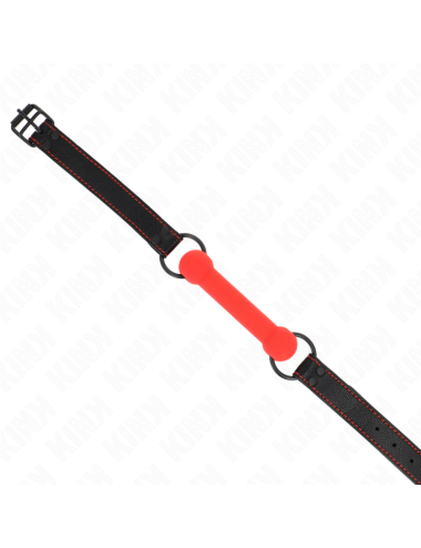 KINK - BONE GAG CON CINTURINO IN SIMILPELLE ROSSO REGOLABILE 41-57 CM