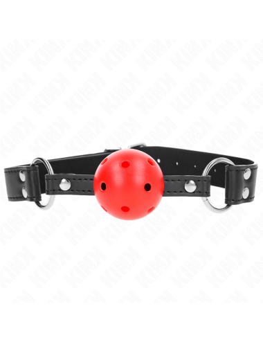 KINK - BAVAGLIO SFERA TRASPIRANTE 4 CM CON DOPPIO RIVETTO IN CUOIO 62