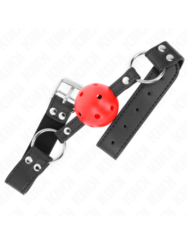 KINK - BAVAGLIO SFERA TRASPIRANTE 4 CM CON DOPPIO RIVETTO IN CUOIO 62