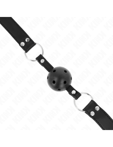 KINK - BAVAGLIO SFERA TRASPIRANTE 4 CM CON DOPPIO RIVETTO MODELLO 1 NERO 62,5 x 2,5 CM REGOLABILE 42-58 CM