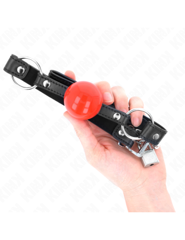 KINK - BALL 4 CM GAG CON SERRATURA SFERA ROSSA CINTURINO NERO 60 x 2 CM