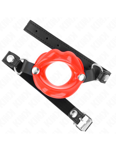 KINK - BAVAGLIO LIP 8 CM CON CINTURINO IN SIMILPELLE ROSSO 63 x 2 CM REGOLABILE 39-58 CM