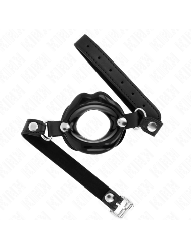 KINK - BAVAGLIO LIP 8 CM CON CINTURINO IN SIMILPELLE NERA 63 x 2 CM REGOLABILE 39-58 CM