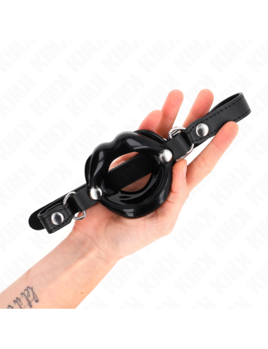 KINK - BAVAGLIO LIP 8 CM CON CINTURINO IN SIMILPELLE NERA 63 x 2 CM REGOLABILE 39-58 CM